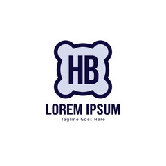 Initial HB logo template with modern frame. Minimalist HB letter logo vector illustration