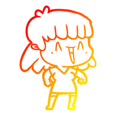 warm gradient line drawing cartoon woman