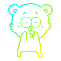 cold gradient line drawing excited teddy bear cartoon