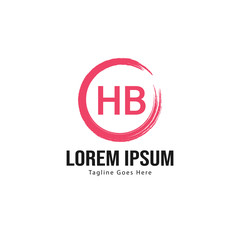 Initial HB logo template with modern frame. Minimalist HB letter logo vector illustration