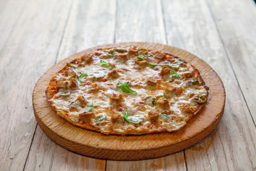 Thin crust Chicken Fajita flat bread pizza