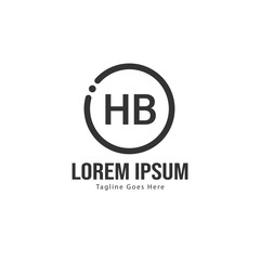 Initial HB logo template with modern frame. Minimalist HB letter logo vector illustration