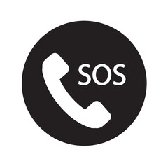 sos call icon phone, vector sos call help on phone sign