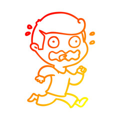 warm gradient line drawing cartoon man totally stressed out