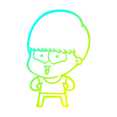 cold gradient line drawing cartoon happy boy