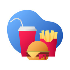 Fast food trendy flat colorful illustration.