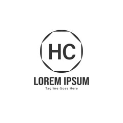 Initial HC logo template with modern frame. Minimalist HC letter logo vector illustration
