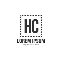 Initial HC logo template with modern frame. Minimalist HC letter logo vector illustration