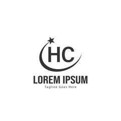 Initial HC logo template with modern frame. Minimalist HC letter logo vector illustration