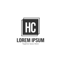 Initial HC logo template with modern frame. Minimalist HC letter logo vector illustration