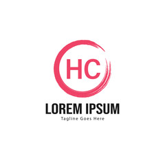 Initial HC logo template with modern frame. Minimalist HC letter logo vector illustration
