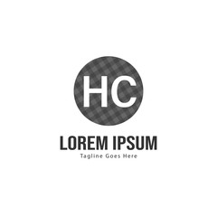 Initial HC logo template with modern frame. Minimalist HC letter logo vector illustration