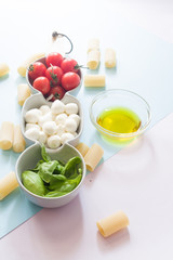 Tomato, mozzarella and basil