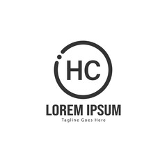 Initial HC logo template with modern frame. Minimalist HC letter logo vector illustration