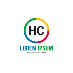 Initial HC logo template with modern frame. Minimalist HC letter logo vector illustration
