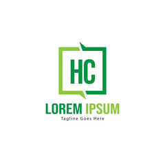 Initial HC logo template with modern frame. Minimalist HC letter logo vector illustration