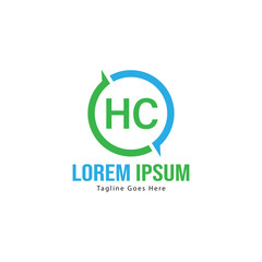 Initial HC logo template with modern frame. Minimalist HC letter logo vector illustration