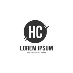 Initial HC logo template with modern frame. Minimalist HC letter logo vector illustration