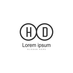 Initial HD logo template with modern frame. Minimalist HD letter logo vector illustration
