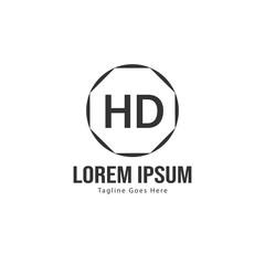 Initial HD logo template with modern frame. Minimalist HD letter logo vector illustration