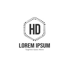 Fototapeta premium Initial HD logo template with modern frame. Minimalist HD letter logo vector illustration