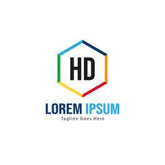 Initial HD logo template with modern frame. Minimalist HD letter logo vector illustration