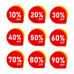 Sale of special offers. Discount with the various price. Set of sale tag. An ad with a colourful tag for an advertising campaign at retail on the day of purchase. vector illustration.