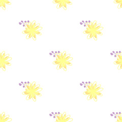 yellow warm simple plain vector smooth flowers in seamless pattern