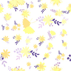 yellow warm simple plain vector smooth flowers in seamless pattern