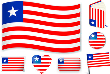 Liberian flag in seven shapes. Editable with separate layers.