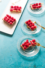 Raspberries rectangular shaped tart