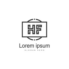 Initial HF logo template with modern frame. Minimalist HF letter logo vector illustration