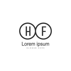 Initial HF logo template with modern frame. Minimalist HF letter logo vector illustration
