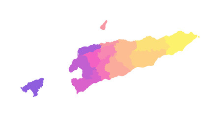 Vector isolated illustration of simplified administrative map of East Timor (Timor-Leste). Borders of the regions. Multi colored silhouettes