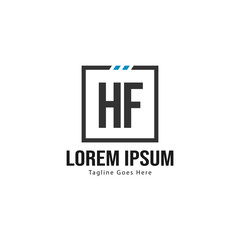 Initial HF logo template with modern frame. Minimalist HF letter logo vector illustration