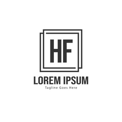 Initial HF logo template with modern frame. Minimalist HF letter logo vector illustration