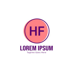 Initial HF logo template with modern frame. Minimalist HF letter logo vector illustration
