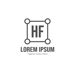 Initial HF logo template with modern frame. Minimalist HF letter logo vector illustration