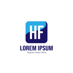 Initial HF logo template with modern frame. Minimalist HF letter logo vector illustration