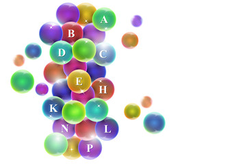 Vitamin complex. Colorful pill capsules. Icon of various vitamins in bright colors of the rainbow. Medical image, creative design.