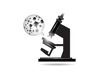 Abstract microscope background with the study of bacteria, molecules, substances. Science, education, chemistry, experiment, laboratory concept.