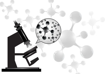 Abstract microscope background with the study of bacteria, molecules, substances. Science, education, chemistry, experiment, laboratory concept.