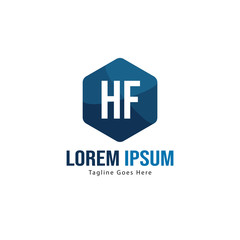 Initial HF logo template with modern frame. Minimalist HF letter logo vector illustration