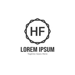 Initial HF logo template with modern frame. Minimalist HF letter logo vector illustration