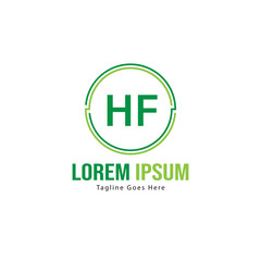 Initial HF logo template with modern frame. Minimalist HF letter logo vector illustration
