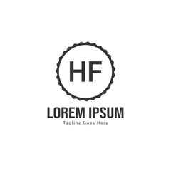 Initial HF logo template with modern frame. Minimalist HF letter logo vector illustration