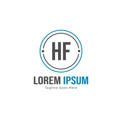 Initial HF logo template with modern frame. Minimalist HF letter logo vector illustration