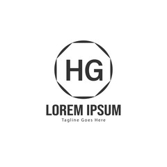 Initial HG logo template with modern frame. Minimalist HG letter logo vector illustration
