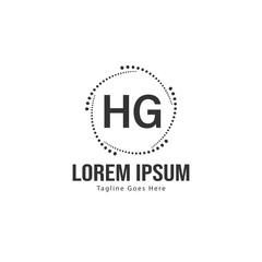 Initial HG logo template with modern frame. Minimalist HG letter logo vector illustration