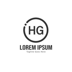 Initial HG logo template with modern frame. Minimalist HG letter logo vector illustration